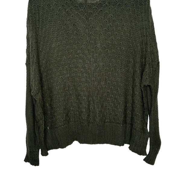 Wooden Ships Forrest Green Loose Cable-knit Pullover Sweater Sz S/M - Picture 6 of 11